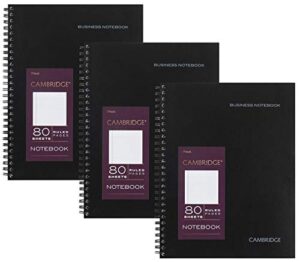 cambridge limited professional spiral notebook new business addition, 3 pack, legal ruled, 6-5/8″ x 9-1/2″ page size, 80 sheets, wirebound office journal & notebook for women & men, black. cam10-402