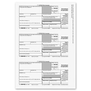 1099 NEC Forms 2022, 1099 NEC Laser Forms IRS Approved Designed for QuickBooks and Accounting Software 2022, 4 Part Tax Forms Kit, 25 Vendor Kit – Total 38 (108) Forms