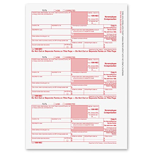 1099 NEC Forms 2022, 1099 NEC Laser Forms IRS Approved Designed for QuickBooks and Accounting Software 2022, 4 Part Tax Forms Kit, 25 Vendor Kit – Total 38 (108) Forms