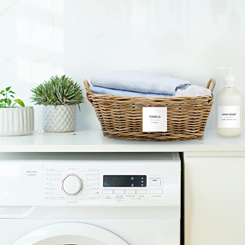 Mustry 156 Minimalist Laundry Labels for Jars Household Organization, Self-adhesive Stickers Easy to Peel Off and Reposition, Waterproof White Matte Stickers Include Reference Sheet for Quick Indexing