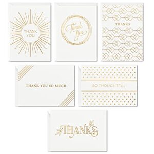 hallmark thank you cards assortment, gold foil (120 thank you notes with envelopes for wedding, bridal shower, baby shower, business, graduation), white
