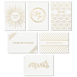 Hallmark Thank You Cards Assortment, Gold Foil (120 Thank You Notes with Envelopes for Wedding, Bridal Shower, Baby Shower, Business, Graduation), White