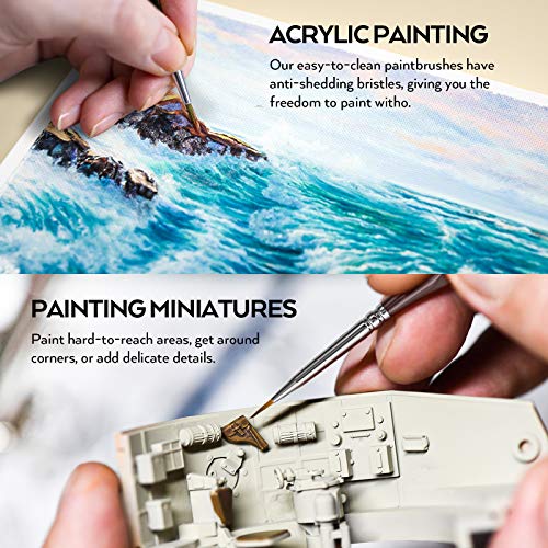 Nicpro Miniature Detail Paint Brush Set, 7 Micro Professional Small Fine Painting Brushes for Watercolor Oil Acrylic,Craft Scale Models Rock Painting & Paint by Number for Adult-Come with Holder