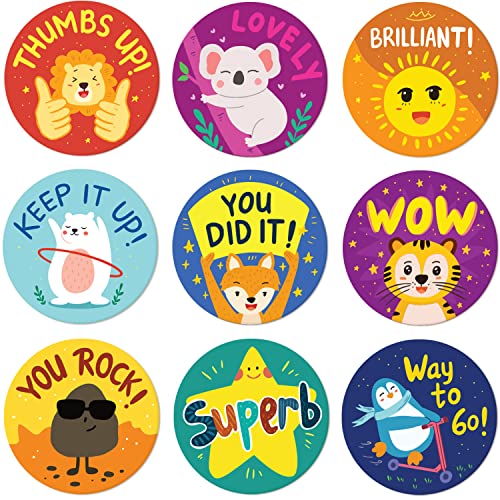 Reward Stickers for Kids by Sweetzer & Orange - 1008 Stickers, 8 Assorted Designs, 1 Inch School Stickers - Teacher Supplies for Classroom, Potty Training Stickers and Motivational Stickers