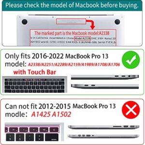 Teryeefi Compatible with MacBook Pro 13 inch Case 2020 2021 2022 2016-2019 Model M1 & M2 A2338 A2251 A2289, Hard Shell Case & Keyboard Cover for MacBook Pro 13 with Touch Touch Bar, Tropical Leaf