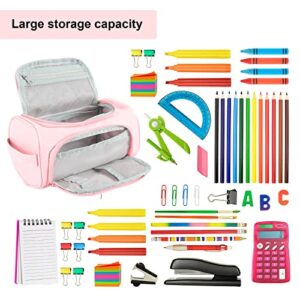 LABUK Big Capacity Pink Pencil Pouch Large Cute Marker Pen Case Multiple Use Aesthetic Stationery Bag School College Office Organizer Gift for Teens Girls Adults Students