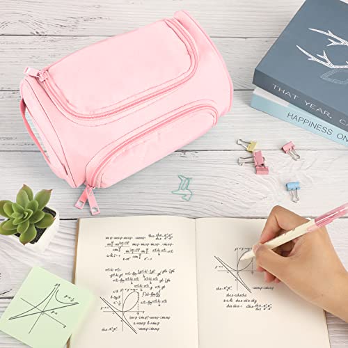 LABUK Big Capacity Pink Pencil Pouch Large Cute Marker Pen Case Multiple Use Aesthetic Stationery Bag School College Office Organizer Gift for Teens Girls Adults Students