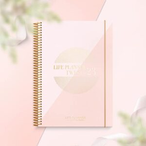 Burde Planner 2023 Life Planner Pink | 12 December 2022 - 7 January 2024 | Weekly & Monthly | 8.5x5.5" | Thick Paper | 142 Stickers Included