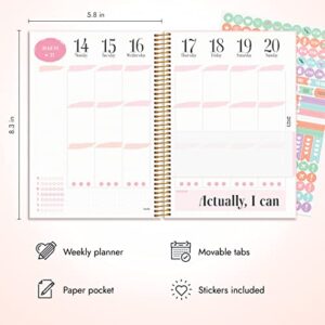 Burde Planner 2023 Life Planner Pink | 12 December 2022 - 7 January 2024 | Weekly & Monthly | 8.5x5.5" | Thick Paper | 142 Stickers Included