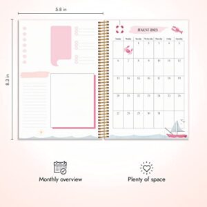 Burde Planner 2023 Life Planner Pink | 12 December 2022 - 7 January 2024 | Weekly & Monthly | 8.5x5.5" | Thick Paper | 142 Stickers Included