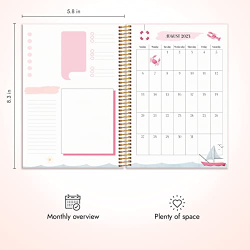 Burde Planner 2023 Life Planner Pink | 12 December 2022 - 7 January 2024 | Weekly & Monthly | 8.5x5.5" | Thick Paper | 142 Stickers Included