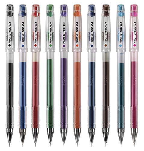 PILOT G-Tec-C Gel Ink Rolling Ball Pens, Ultra Fine Point (0.4mm), Assorted Color Inks, 10-Pack Pouch (35484)