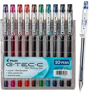 PILOT G-Tec-C Gel Ink Rolling Ball Pens, Ultra Fine Point (0.4mm), Assorted Color Inks, 10-Pack Pouch (35484)