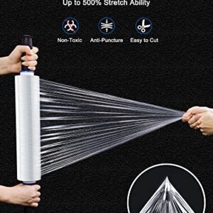 PARAKE 2-Pack Stretch Wrap Film, 15 Inch x 1000 Feet Shrink Wrap with Handles, Industrial Strength Plastic Wrap Roll, Heavy-Duty Shrink Film Roll, for Moving Storage Pallet Packing, 60 Gauge, Clear