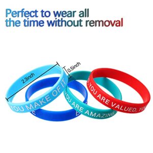 60 Pieces Motivational Quote Rubber Wristbands Colored Inspirational Silicone Bracelets Stretch Unisex Wristbands for Women Men Gifts, 20 Styles