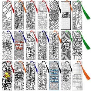 100 piece diy inspirational bookmarks for kids, adults, teachers, students bulk, bookmarks with tassel