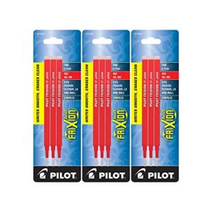 pilot gel ink refills for frixion erasable gel ink pen, fine point, red ink, total of 9(77332)