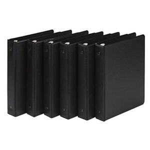 samsill economy 3 ring mini binder, made in the usa, 5/8-inch round ring binder, holds 100 sheets, black, 6 pack (mp32300)