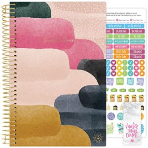bloom daily planners 2023 calendar year day planner (january 2023 – december 2023) – 5.5” x 8.25” – weekly/monthly agenda organizer book with stickers & bookmark – jewel tones