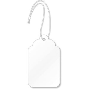 SmartSign White Price Tags with Pre-Strung Loop Strings - Pack of 1000 Marking Tags, Size-8, 12pt Thick Blank Merchandise Tags, 1.75" x 2.875" Jewelry Tags