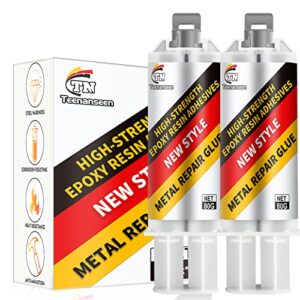 metal repair glue, 2 pack professional grade metal to metal glue heavy duty for metal, plastics and ceramics, high-temperature heat resistant epoxy glue for welding steel, aluminum, and diy craft