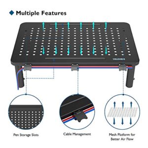 BONTEC Monitor Stand Riser, 3 Height Adjustable Monitor Stand with Pen Holder, Ergonomic Metal Laptop Stand with Cable Management, Great Computer Stand for Laptop, iMac, PC, Printer, 14.5 in, Black