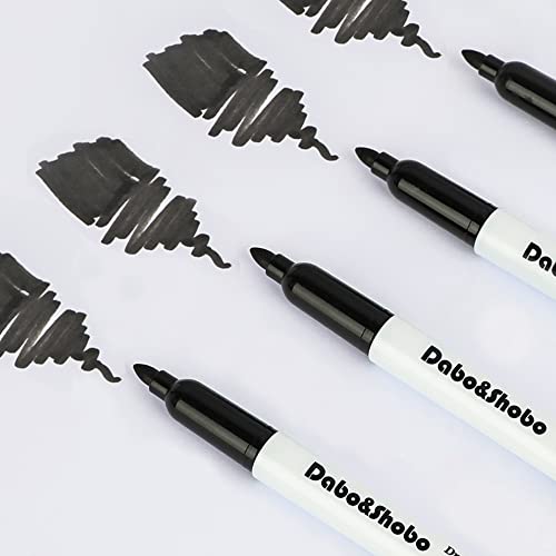 Dabo&Shobo Low Odor Dry Erase Markers, Fine Tip, Bulk Pack of 80, Black Whiteboard Markers, Suitable for School, Office, or Home