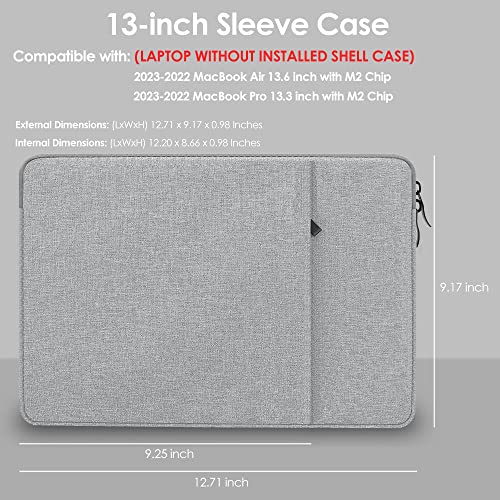 ProElife 13-Inch Laptop Sleeve Case for 2022 MacBook Air 13.6 inch with Apple M2 Chip & 2022 MacBook Pro 13.3 inch with Apple M2 Chip Accessory Traveling Carrying Canvas Bag Cover Simple Case (Gray)