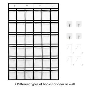 SAVERHO 36 Pockets Classroom Pocket Chart for Cell Phones, Pocket Chart for Calculator Holder with 36 Number Sticker (White)