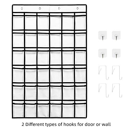 SAVERHO 36 Pockets Classroom Pocket Chart for Cell Phones, Pocket Chart for Calculator Holder with 36 Number Sticker (White)