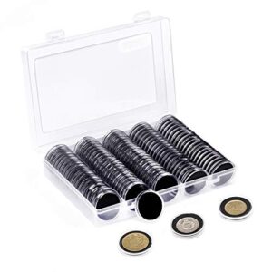 splf 100 pieces 30mm coin capsules and 5 sizes (17/20/25/27/30mm) protect gasket coin holder case with plastic storage organizer box for coin collection supplies