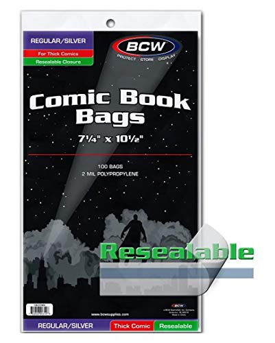 100 BCW RESEALABLE Silver Thick Comic Bags & Backer Boards