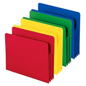 smead poly file pocket, straight-cut tab, 3-1/2″ expansion, letter size, assorted colors, 4 per box (73500)