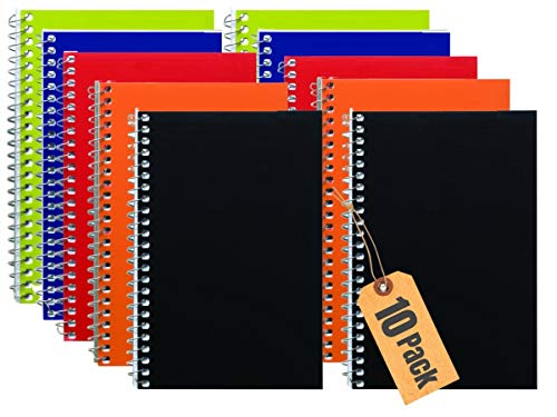 1InTheOffice Wirebound Spiral Memo Books, Memo Pads, 4" x 6", College Ruled, Small Notepad 4x6, Assorted, 50Sheets/Pad, 10 Pads/Pack