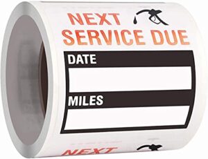 oil change auto maintenance service due reminder stickers labels 100pcs/roll stickers，easy-peel with no residue, easy to write on，2×2 inch, black