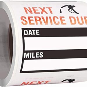 Oil Change Auto Maintenance Service Due Reminder Stickers Labels 100pcs/Roll Stickers，Easy-Peel with No Residue, Easy to Write On，2x2 Inch, Black