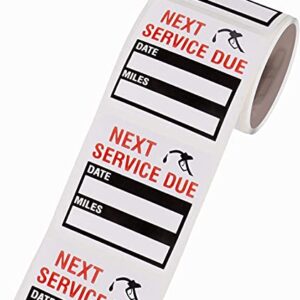 Oil Change Auto Maintenance Service Due Reminder Stickers Labels 100pcs/Roll Stickers，Easy-Peel with No Residue, Easy to Write On，2x2 Inch, Black