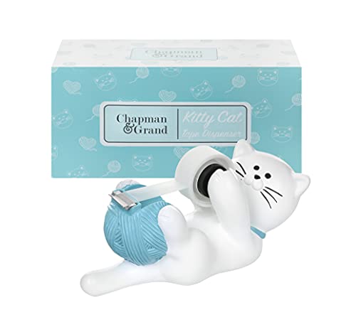 Chapman & Grand Kitty Cat Tape Dispenser (White/Turquoise), Patent Pending