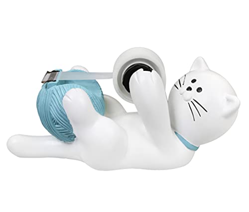 Chapman & Grand Kitty Cat Tape Dispenser (White/Turquoise), Patent Pending