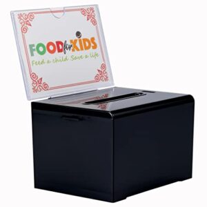 Adir Acrylic Donation Ballot Box with Lock - Secure and Safe Suggestion Box Great for Business Cards (6.25" x 4.5" x 4") Black