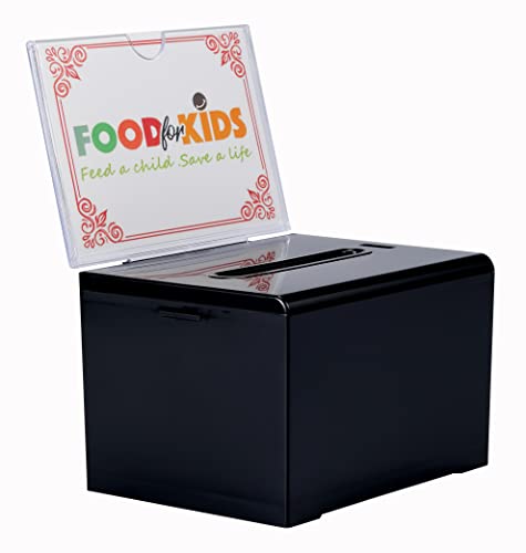 Adir Acrylic Donation Ballot Box with Lock - Secure and Safe Suggestion Box Great for Business Cards (6.25" x 4.5" x 4") Black