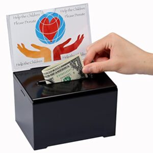 Adir Acrylic Donation Ballot Box with Lock - Secure and Safe Suggestion Box Great for Business Cards (6.25" x 4.5" x 4") Black