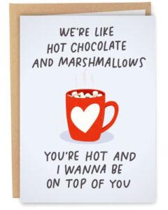 sleazy greetings funny birthday card for boyfriend | anniversary cards for husband | funny valentine’s day card | naughty card for him her | hot chocolate and marshmallows card
