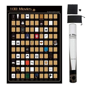 ntzs 100 movies scratch off poster – top films of all time bucket list (16.5″ x 23.4″)…