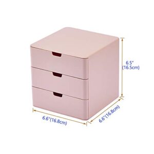 Dalanpa 3-Drawer Vanity Organizer, Compact Storage Organization Drawers Small Size Pink