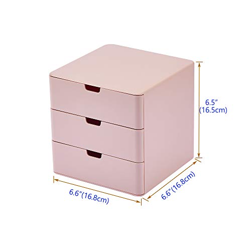 Dalanpa 3-Drawer Vanity Organizer, Compact Storage Organization Drawers Small Size Pink