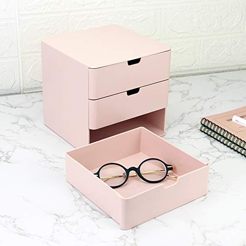 Dalanpa 3-Drawer Vanity Organizer, Compact Storage Organization Drawers Small Size Pink