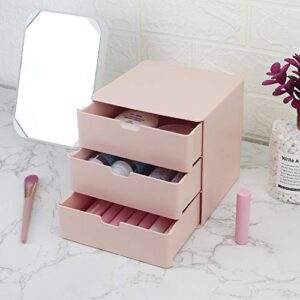 Dalanpa 3-Drawer Vanity Organizer, Compact Storage Organization Drawers Small Size Pink