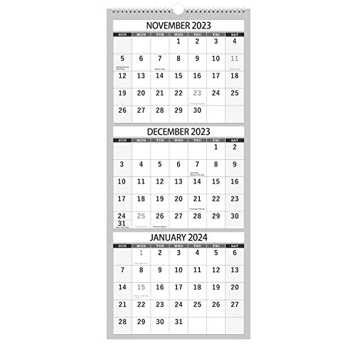 2023-2024 Wall Calendar – Apr.2023 - Jul.2024, 3 Month Calendar Vertical Display, 3-Month Wall Calendar 2023-2024, 11" x 26", Large Monthly Calendar, Lay- Flat, Holidays, Blocks, Perfect for Planning