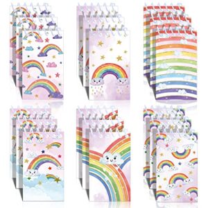 24 pcs mini rainbow notebook party favors rainbow mini notepads 2.36 x 3.94 inch rainbow spiral notebook bound memo note books for kids back to school office
